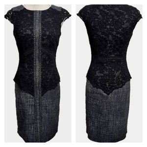 Antonio Melani Sophisticated Silhouette Lace & Tailored Tweed Sz 2